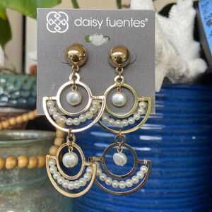 Gold/Pearl Dangle Drop Daisy Fuentes Fashion Earrings $16ea / 3 for $25